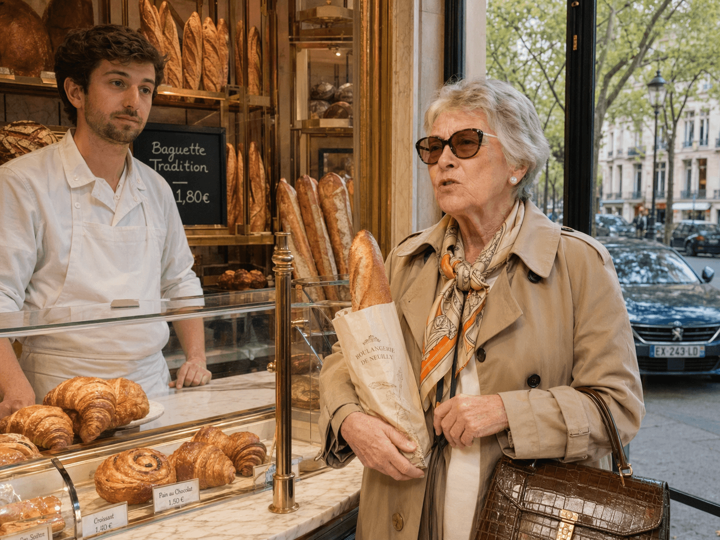 Devant la boulangerie